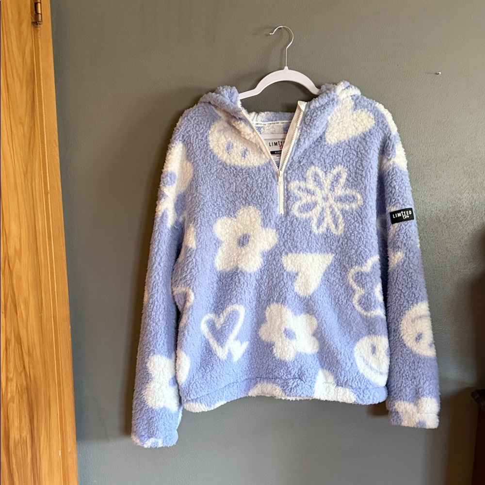 Limited Too Blue and Cream Fleece Sweater